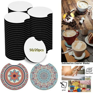 Kanayu 24 Pieces Sublimation Blanks Coaster Round Heat Transfer Cup Mats DIY Rubber Coaster Blanks Sublimation Cup Coaster for Home Office Handicrafts Making Supplies 4 Inch in Diameter